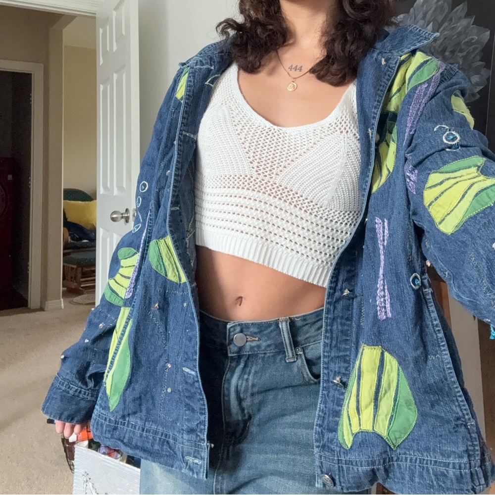 Marsh Landing Blue Denim Jacket with Embroidery